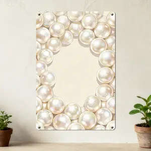 Pearl Accent Frame - Aluminum Metal Wall Art with Pearl Border, Waterproof & Easy to Install, Modern Home Decor Picture Frame (11.8x7.9 in / 30x20 cm)