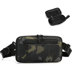 Crossbody Fanny Pack - 1.5L Small Sling Bag Water Resistant Handled Pouch with Adjustable Strap & D Ring for Travel Running Hiking EDC,Camo