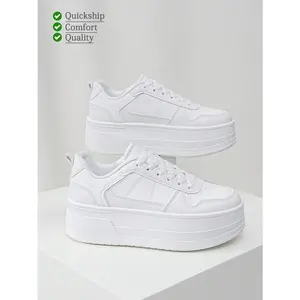 Classy Aesthetic Spring Break 2024 New Style Casual Shoes For Women, Ladies Platform Shoes, White Shoes, Comfortable Sneakers, Increase Height By 6cm, Party Shoes, Suitable For Short Women Sport Style Trendy And Comfortable Vacation Outfits  Sports Shoes
