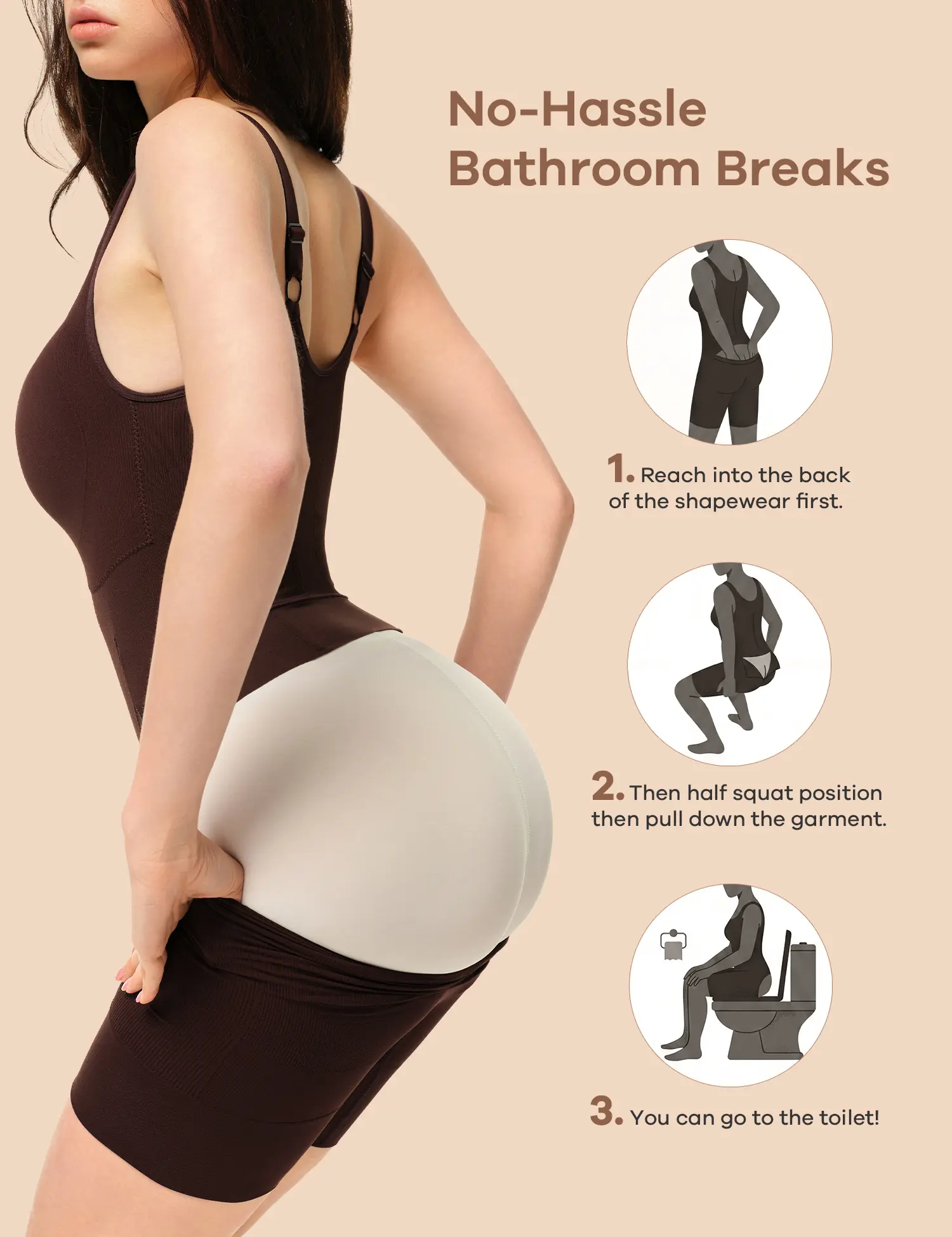 Women's Seamless Shapewear Bodysuit - 360° Sculptor, Easy-Peezy Design, Patented 270° Back-Opening Underwear