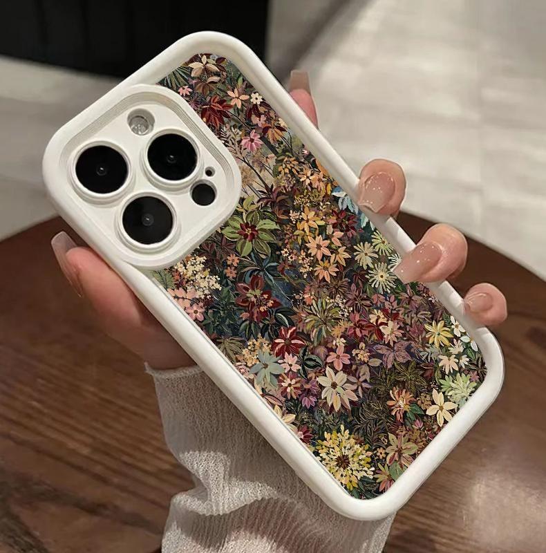 Wildflower Wonderland Pattern Phone Cases for iPhone 17 Pro Max 16 Plus 15 14 Pro 13 12 11, Durable Slim TPU Soft TPU Shockproof Protection Protective Phone Cover