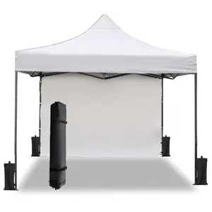 10x10 Pop Up Canopy Tent with Sidewall, Heavy Duty Steel Frame, Waterproof UPF50+ Sun Protection, Easy Setup Outdoor Gazebo with Adjustable Height 6.7-7.3FT, Includes Sandbags Stakes Ropes Carry Bag for Beach Camping Backyard Party