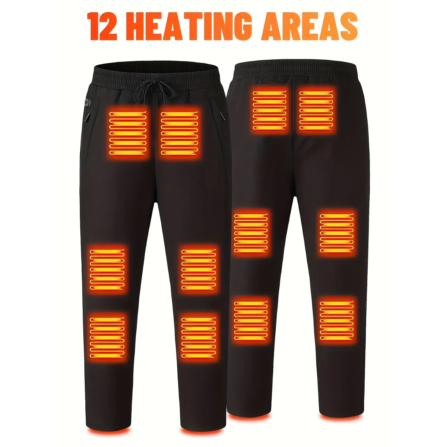 Heated Pants for Men & Women with 12 Heating Zones (Waist, Thighs, Knees) - Rechargeable Battery Thermal Pants, 3 Adjustable Heat Settings for Long-Lasting Warmth at Work or, Outdoor Activities - Durable Fabric Construction (USB-Powered), Camping Sheer Ru