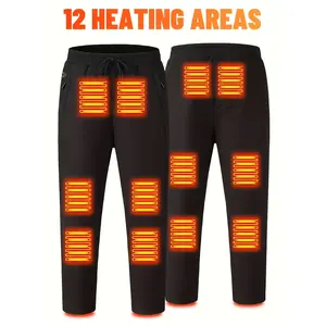 Heated Pants for Men & Women with 12 Heating Zones (Waist, Thighs, Knees) - Rechargeable Battery Thermal Pants, 3 Adjustable Heat Settings for Long-Lasting Warmth at Work or, Outdoor Activities - Durable Fabric Construction (USB-Powered), Camping Sheer Ru