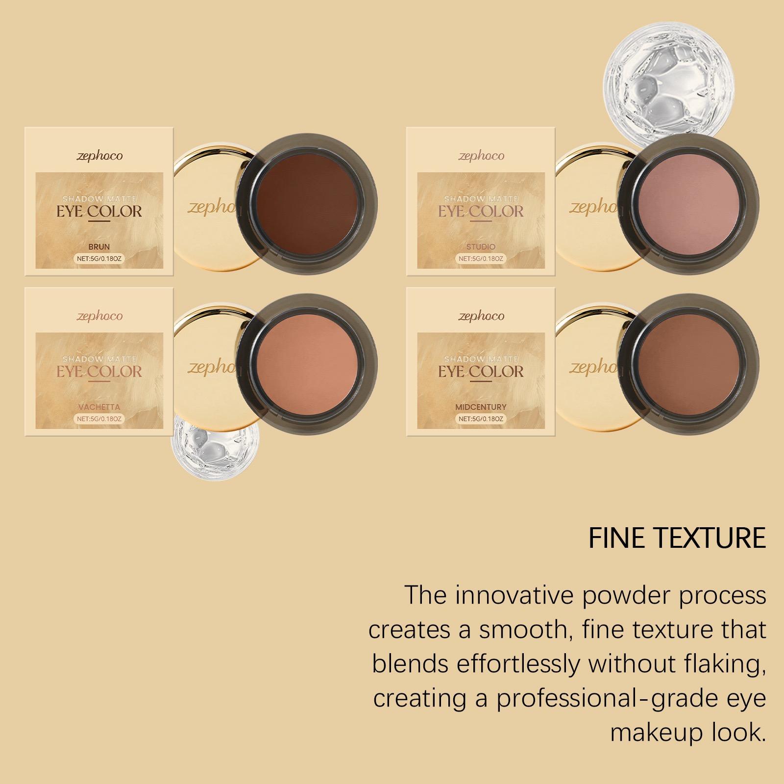 Zephoco matte single eyeshadow — natural color payoff, long-lasting wear, portable for touch-ups