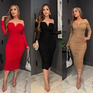 Griselda Dress Casual Fabric Soft Womenswear Mesh Summer Polyester Basic Chic Elegant Long Sleeve Minimalist