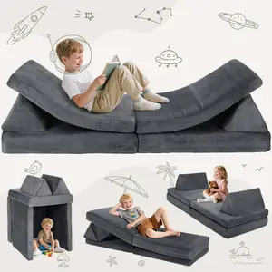 Kids Play Couch, Modular Toddler Sofa Converts to Lounger, Bed & More - Ultimate Playroom & Bedroom Fun for Creative Fort Building & Imaginative Play