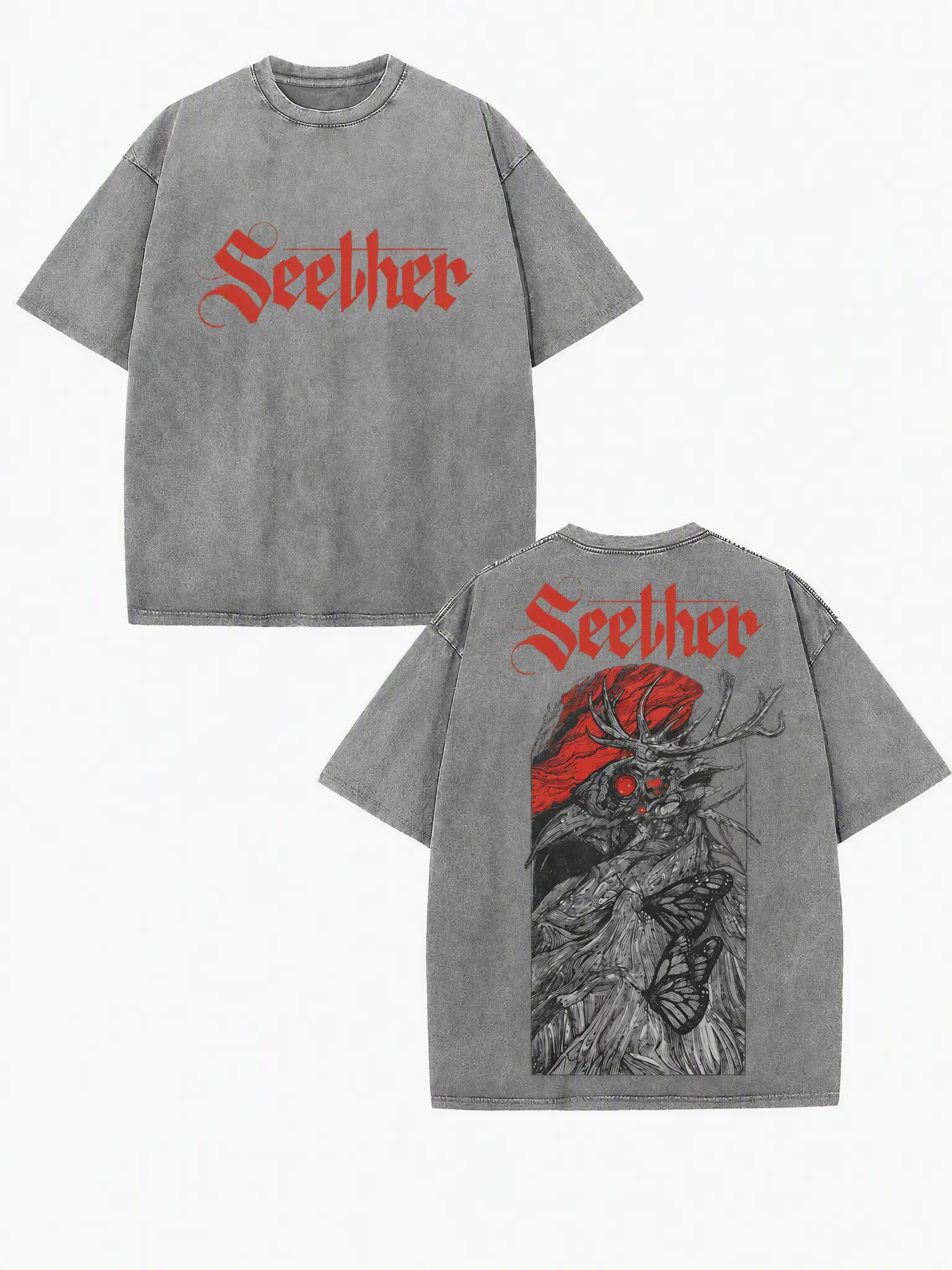 Retro Limited Seether Heavy Metal Washed Graphic Tee Unisex Oversized Heavyweight Premium Cotton Rock Band Crewneck Short Sleeve Top Gothic Punk Emo Grunge Y2K Streetwear Casual Outfit Perfect Gift For Adult Rock Music Lovers