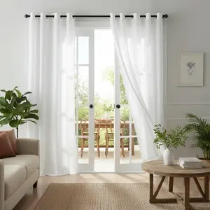 NICETOWN Grommet Off White Sheer Curtains 84 inches Long 2 Panels for Living Room, Non-See-Through 52" W Privacy Cat Proof Window Drapes for Bedroom- Light Filtering Home Decor (Off White= Ivory)