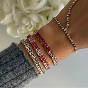 EVRY JEWELS Gold or Silver Plated Women's Frost Beam Tennis Bracelet