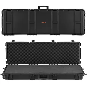 VEVOR Hard Rifle Case, Lockable Rifle Case with Detachable XPE Foam, 50 in Gun Storage with Wheels, IP67 Waterproof Dustproof Pistol Storage Cases for Rifles, Shotguns, Airsoft Guns, Black