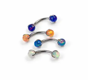 16G Titanium Opal Barbell，Belly button Ring，Eyebrow Ring，Snug Rook Barbell， Rook Earring ， Rook Piercing， Eyebrow Piercing，Belly button Ring，  Barbell Piercing