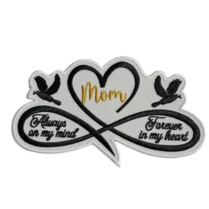 Memorial Infinity Collection: Patch Party Club, "MOM" Eternal Remembrance 1-pc, Iron-On Embroidered Patch, Sz 6", Tribute Honor