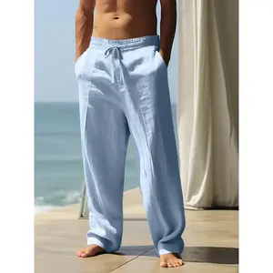Men's high-quality linen straight leg pants, summer beachwear, casual and loose fit, durable and easy to care for, available in sizes of s-3xlRAIMENTRY