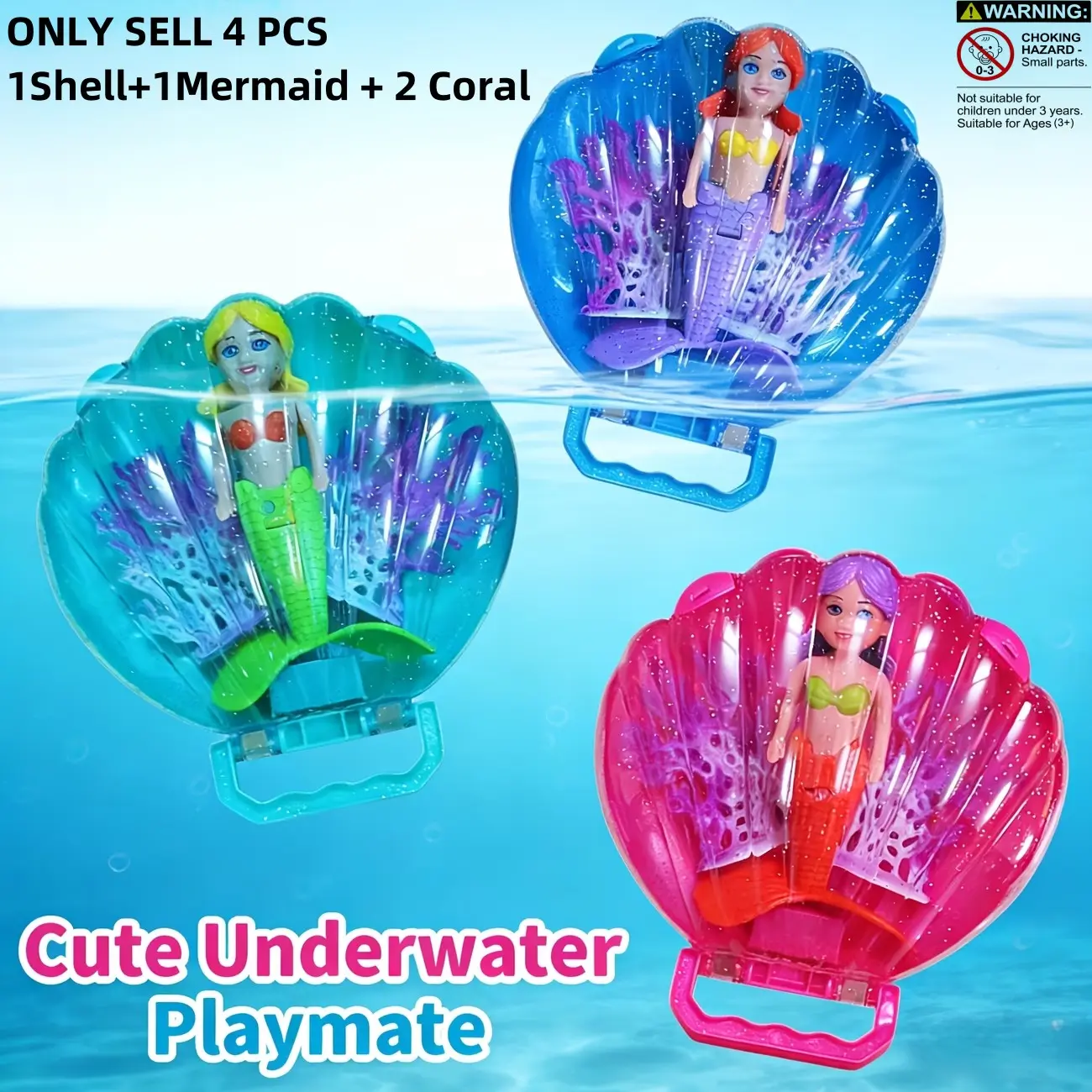 Rotating Shell Mermaid Coral Dive Toy, Submersible Underwater Rotatable Floating Mermaid, Ideal Party Gift, Fun Outdoor Swim Pool Accessory for Kids
