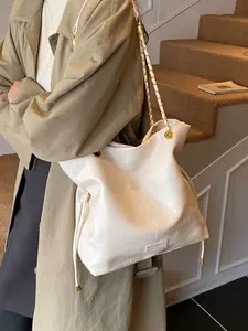 Women's Fashion Shoulder Bag, High-Quality Simple Design, New Style Commuter Tote, Chain Strap Large Capacity Vintage Crossbody Bag