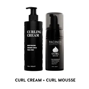Pacinos Curl Cream + Curl Mousse Bundle - Lightweight Hold, Frizz Control, and Enhanced Definition for Radiant Curls, Daily Haircare for Defined Curls