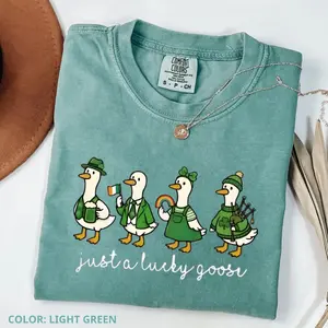 Comfort Colors Just a Lucky Goose St Patricks Day Shirt, St Patrick's Day Goose, Funny St Patricks Goose T-shirt, Irish Lucky, Cute Lucky Goose Patrick, Lucky Clover Graphic
