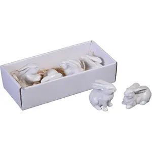 Creative Co-Op White Ceramic Bunnies (Set of 6 Pieces)