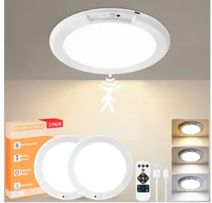 2 Pack Rechargeable Motion Sensor Ceiling Light with Remote, Magnetic Flush Mount LED Light, 3 Color Temperature Dimmable
