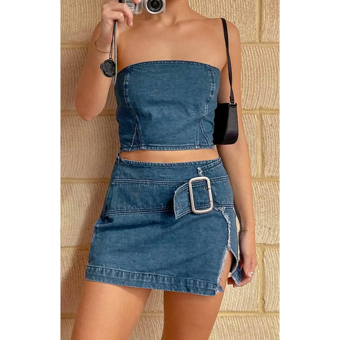 Elouise Buckle Denim Mini Skirt