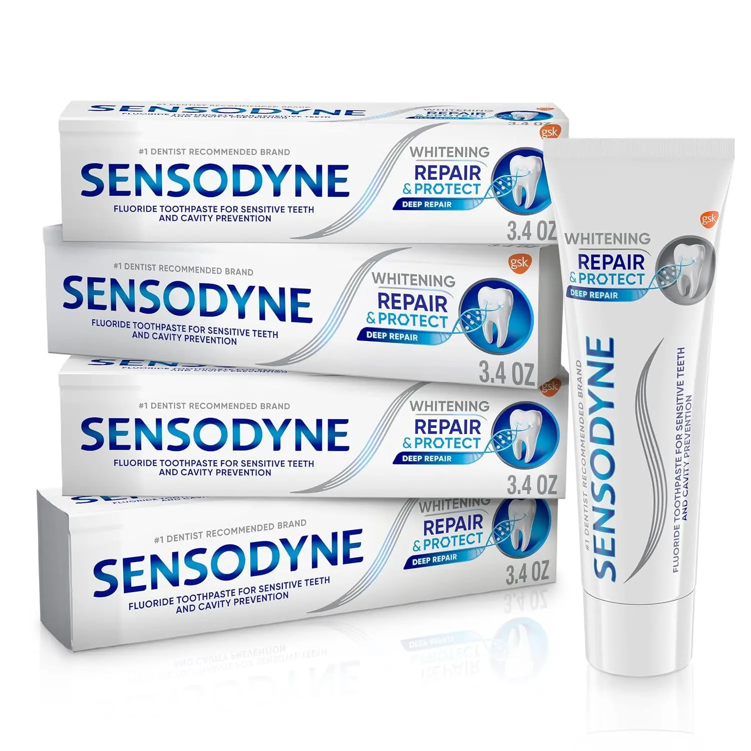 Sensodyne Repair and Protect Whitening Toothpaste, 3.4 oz (Pack of 2) | Toothpaste for Sensitive Teeth and Cavity Prevention