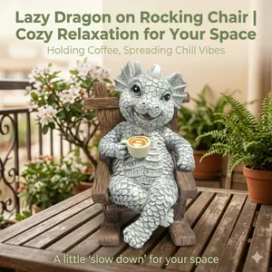 Unique Home Decor Resin Sculpture, Creative Courtyard Micro Landscape Coffee Dragon Statue, Garden Office Bedroom Living Room Decoration