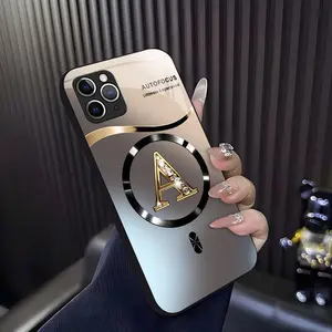 Suitable for [iPhone 11 Pro Max] high-end MagSafe phone case🥰, Luxury Gradient Bling Rhinestone Letter Magnetic Case Choose from all 26 letters—featuring a sophisticated, minimalist design 952
