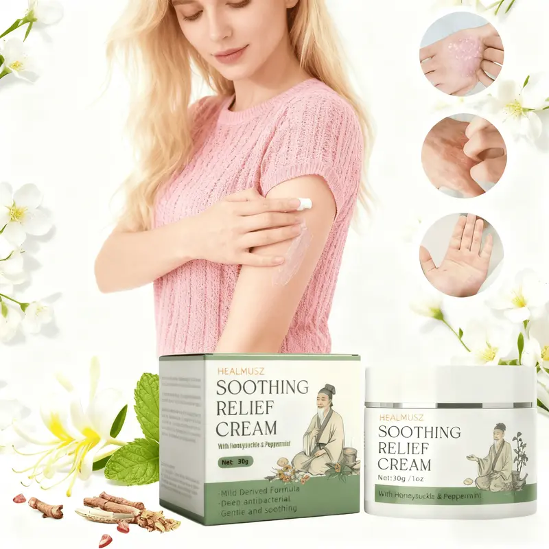 Herbal Sensitive Skincare Cream with Honeysuckle & Peppermint 30g Natural Soothing Ointment for Eczema Psoriasis & Itching Gentle for All Ages