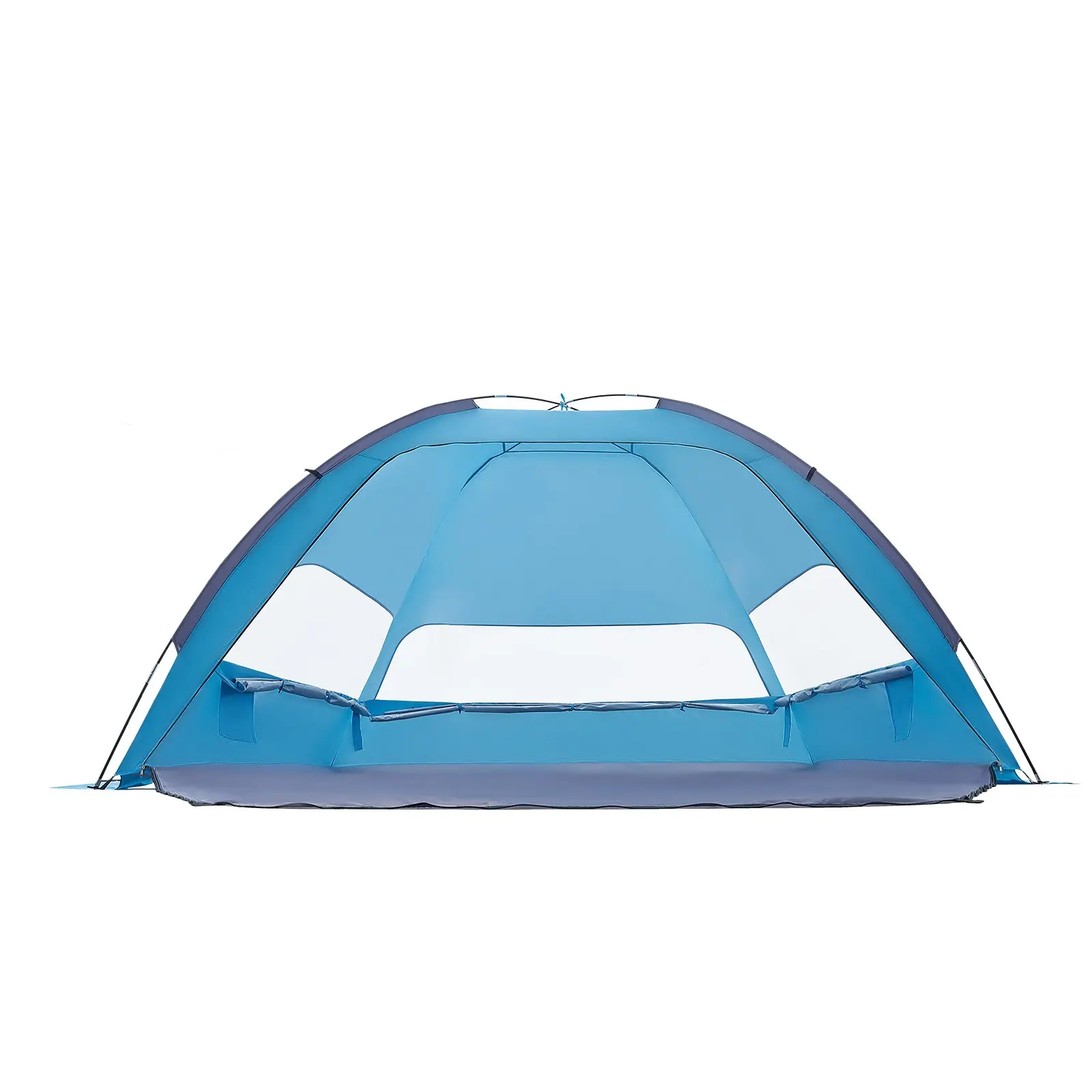 VEVOR 6-Person Polyester Beach Tent Sun Shelter for Beach Outings, UPF 50+ Protection, 9.1 lbs Foldable Portable Canopy, Windproof Design, Sand Pockets, Ground Stakes, Carrying Bag, Easy Setup (inches-compatible)