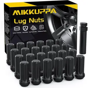 24PCS M14x1.5 Lug Nuts - Chevy Silverado 1500 Traverse, Ford F150, GMC Yukon Sierra 1500, Cadillac XT5 XT6 Wheels Black 2" Length 7 Spline Tire Nut