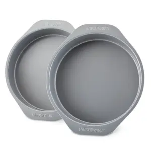 Farberware 2-Piece Nonstick 8-Inch Round Cake Pan Set - Heavy-Gauge Steel with Insulated Air Pocket for Even Heating & Quick Cleanup