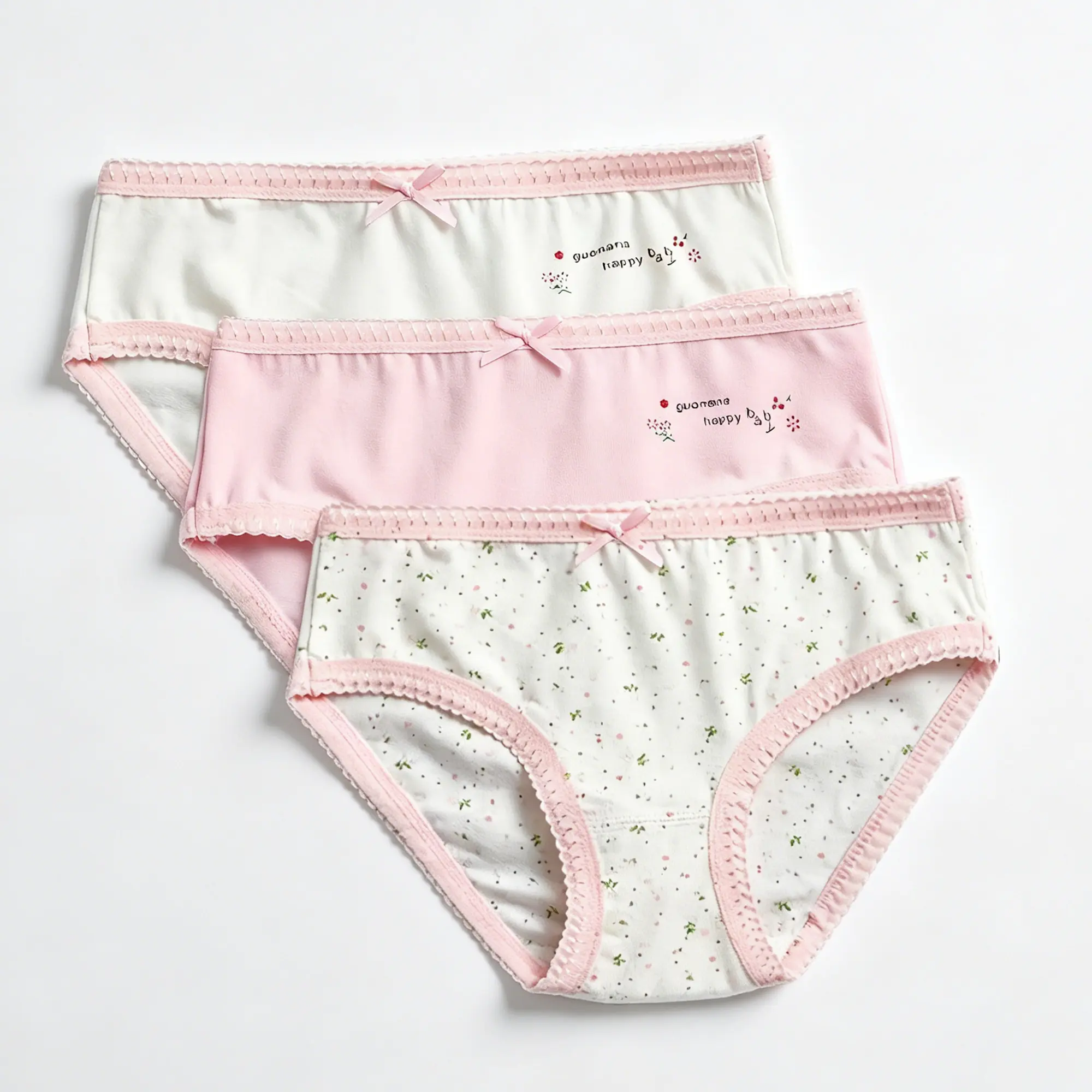 Girls 3 Pack Soft Cotton Panties, Floral Print Bow Detail Kids Tag Free Underwear
