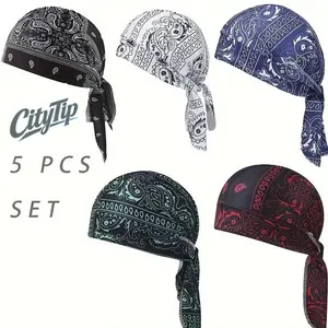 Paisley Cooling Headscarf Cap Set, Motorcycle Pirate Head Wrap Safety Helmet Liner, Elastic Fit Hand Washable Multifunctional Outdoor Headwear for Athletes & Outdoor Enthusiasts