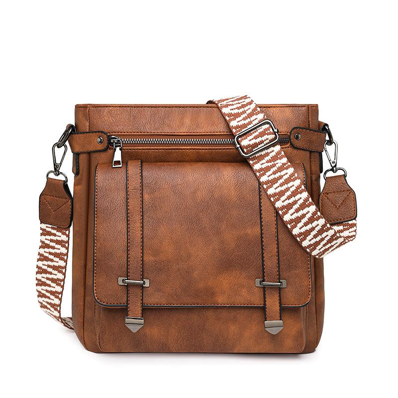 BIGWIG Women's Elegant Vegan Leather Flap Square Crossbody Bag - Casual Everyday Purse with Adjustable Wide Strap, Magnetic Clamshell Flap, Zip Pockets, Multi-Compartment, Modest Chic Accessory for Commute