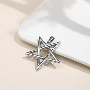 GTHIC Simple Pentagram Stainless Steel Couple Necklace Fashion Accessories for Men Women Daily Wear