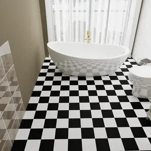 Self-Adhesive and Vinyl Floor Roll, DIY Mosaic Tile Design for Kitchen and Bathroom, Waterproof Contact Paper Decorative Tiles (15.76*118in)