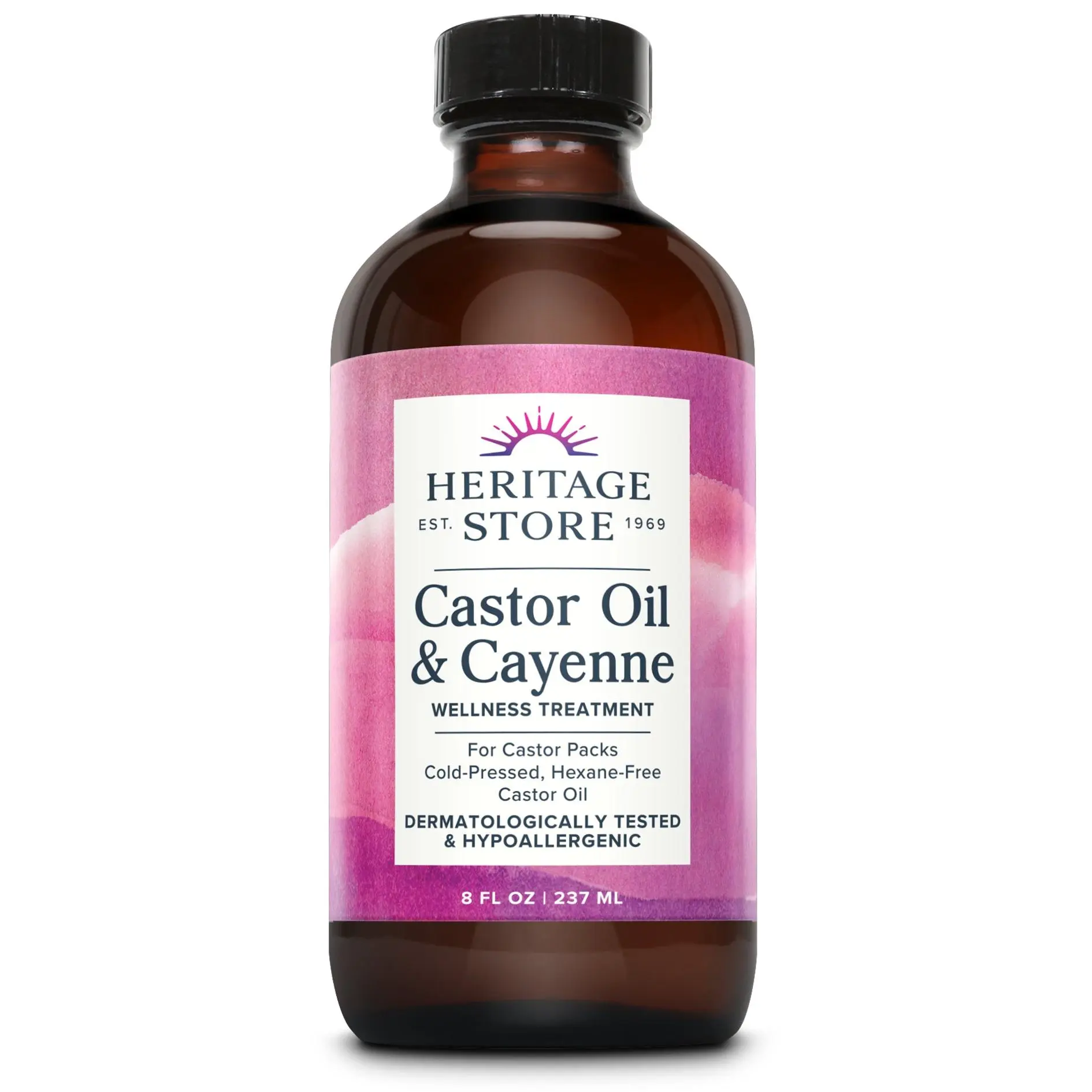 HERITAGE STORE Organic Castor Oil with Cayenne Pepper - Nourishing Therapeutic Body Oil for Natural Care, Body Care, Moisturization Support, Moisturizing Body Oils
