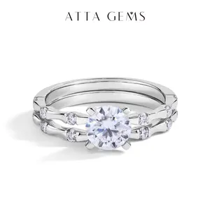 Women's 1CT Round Shape Stacking Synthetic Moissanite Ring Set, Daily Wear Jewelry, Rings for Women R153, Interlocked Stackable Rings, Stackable Engagement Ring