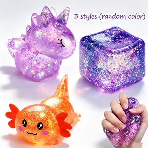 3-Pack Squid Toy Set, Unicorn, Axolotl & Galaxy Cube Fidget Toys, Stress Relief for Kids and Adults, Perfect for Outdoor Fun, Halloween Gifts
