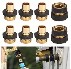 3/4 Inch Garden Hose Quick Connect Kit – Male & Female Snap Coupler Fittings, Easy Attach Water Hose Connector for Outdoor Faucets, Sprinklers, Car Washing & Gardening