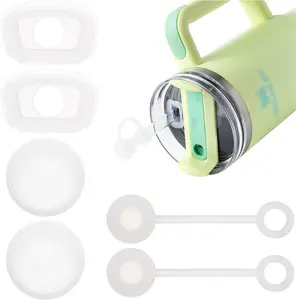 Silicone Spill Stopper Set of 3, Compatible with Stanley Cup 40oz/ 30oz, Tumbler Accessories, Including 2 Straw Cover Cap, 2 Square Spill Stopper and 2 Round Leak Stopper