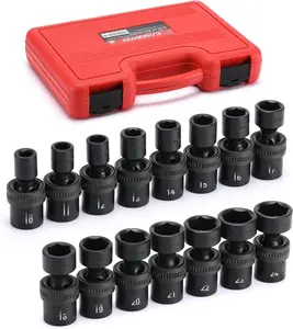 15 count 1/2" Drive Standard Universal Impact Socket Set, 6 Point, Metric,10-24mm