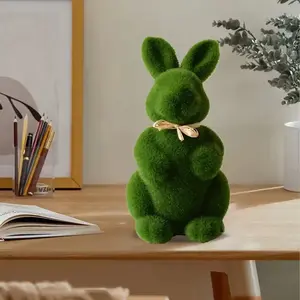 22cm Mini Moss Rabbit Model Toy Lovely Bunny Ornament Cute Easter Decoration Bunny Figurines Home Garden Landscape Miniature