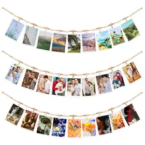 3-Pack Beaded Chain Photo Clips, Wooden Photo Holders, Durable & Stylish, Perfect for Organizing Photos, Ideal Gift for Photography Enthusiasts, Home Decoration