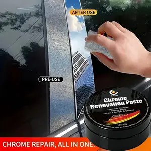 Chrome Repair Paste for Cars, Universal Metal Oxidation Restorer, Polishing Solution for Door Handles, Windows, Bumpers, Professional Results, Chrome Renovation Paste