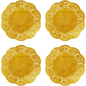 Paper Doilies 50 Pack 3.5 Inch  Lace Doilies Paper Decorative Disposable Round Paper Placemats Bulk for Cake Dessert Craft Wedding Birthday Party Tableware Decorations