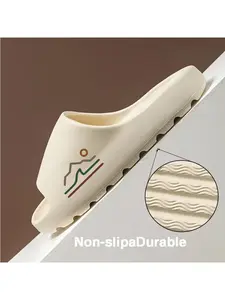 Eco Friendly Coconut Slippers with Mountain Wave Sunset Design Non Slip Summer Beach Sandals Lightweight Comfortable Outdoor Footwear for Men Women