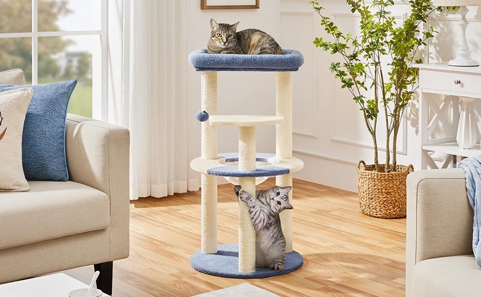 Yaheetech 35.5″ Cat Tree Cat Tower with Space Capsule, Top Perch, Scratching Posts Cat Furniture with Natural Sisal