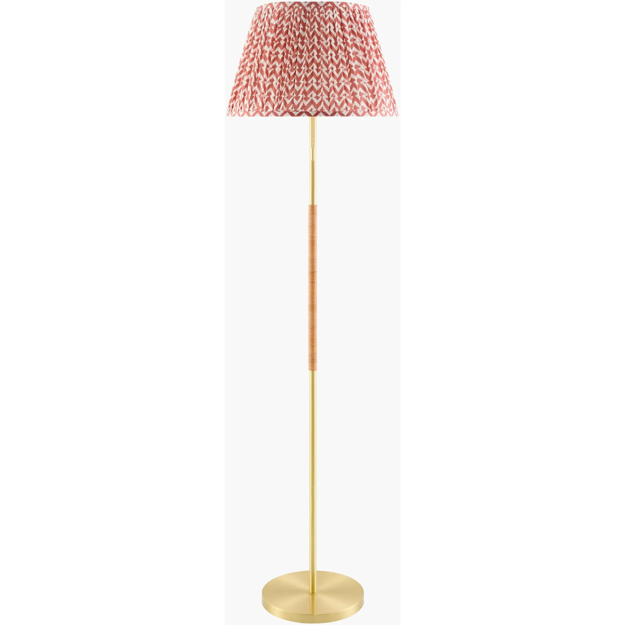 Traditional Red Floor Lamp with Linen Details for Living Rooms, Reading Corners